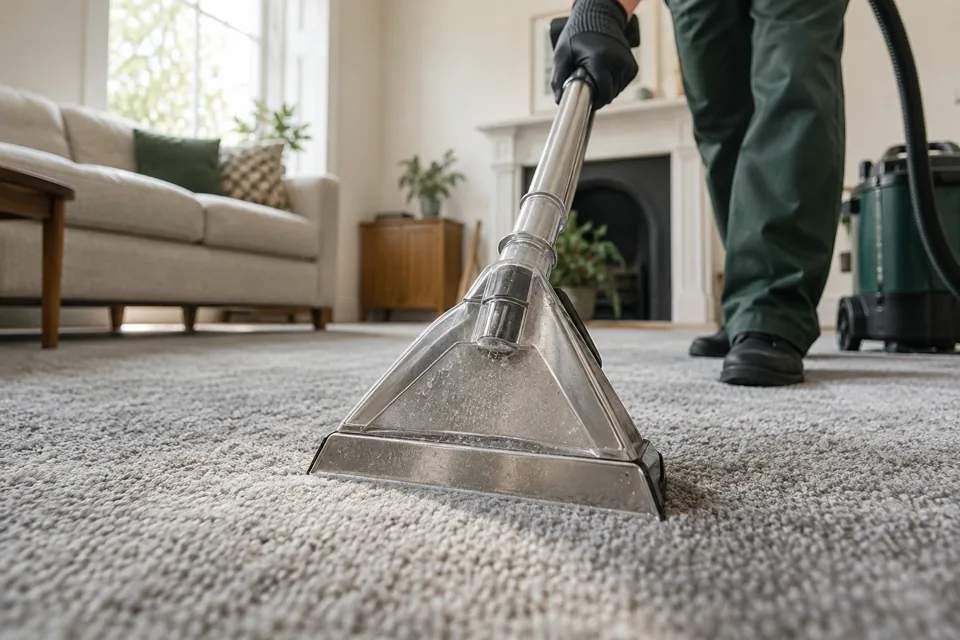 Illustration of a carpet extraction head on textured carpet